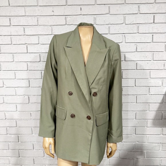 a new day Jackets & Blazers - A New Day‎ Womens Double Breasted Blazer Sage Green Notched Lapel Size S